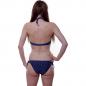 Preview: Sexy Neckholder Bikini Set Push Up Bandeau blau mit weißen Pünktchen Punkten Bügel gepolsterter Swimwear zum Binden