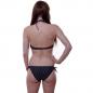 Preview: Sexy Neckholder Bikini Set Push Up Bandeau schwarz mit weißen Pünktchen Punkten Bügel gepolsterter Swimwear zum Binden