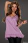 Preview: Violett Flieder LILA Top T-Shirt Shirt Tunika Gr.34 / 36 mit Blüten Longshirt
