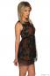 Preview: 36 38 S M festliches Kleid Minikleid Abendkleid Partykleid Blümchen-Minikleid schwarz/orange 36 38 S M