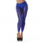 Preview: S 36 Sexy Gogo Clubwear Leggings Mit Lochmuster Metallic-Look blau