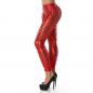 Mobile Preview: M 38 Sexy Gogo Clubwear Leggings Mit Lochmuster Metallic-Look Rot
