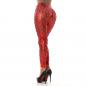 Mobile Preview: M 38 Sexy Gogo Clubwear Leggings Mit Lochmuster Metallic-Look Rot