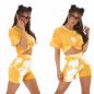 Preview: Sexy Set 2 teilig T-Shirt & Shorts Batik Style Mixed kurze Hose multicolor / gelb