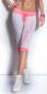 Preview: Trendy KouCla Capris mit Schriftzug Sexy Fitnesshose Sporthose Yogahose weiß pink