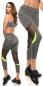 Mobile Preview: Sexy Sporty Leggings mit Netz Fitnesshose Sporthose Yogahose 36 38 grau neon gelb KouCla