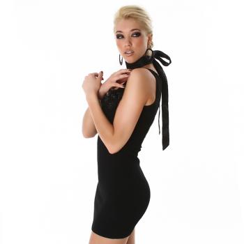 sexy GoGo Kleid Minikleid Party Dress schwarz mit Blume elegant und stylisch