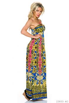 36 38 S M sexy Kleid Partykleid Sommerkleid Strandkleid Neckholder-Maxikleid blau / pink 36 38 S M