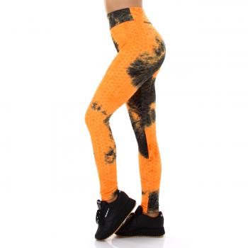 Sexy Sportleggings Push-Up Leggings Fitnesshose Sporthose Yogahose Orange