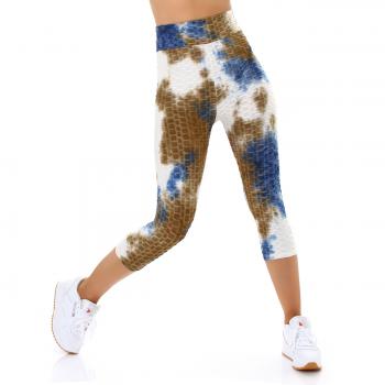 Sexy 3/4 Sportleggings Push-Up Leggings Fitnesshose Sporthose Yogahose multicolor braun