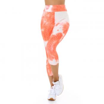 Sexy 3/4 Sportleggings Push-Up Leggings Fitnesshose Sporthose Yogahose multicolor Orange