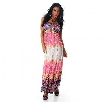 36 / 38 sexy Kleid Partykleid Sommerkleid Strandkleid Maxikleid multicolor / pink