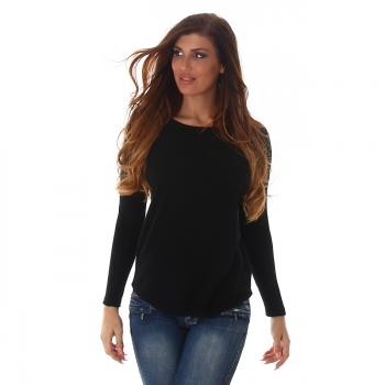 Sexy Damen Longpulli Pullover 36 38 S M schwarz JELA LONDON