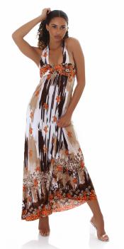 34 36 38 sexy Kleid Partykleid Sommerkleid Strandkleid Maxikleid multicolor / braun