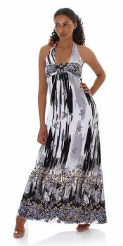 34 36 38 sexy Kleid Partykleid Sommerkleid Strandkleid Maxikleid multicolor / grau