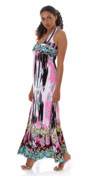34 36 38 sexy Kleid Partykleid Sommerkleid Strandkleid Maxikleid multicolor / Rosa