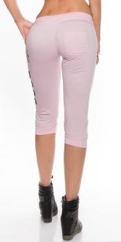 Sexy KouCla Sweat Caprihose "Boss" Capris mit Schriftzug  Fitnesshose Sporthose Yogahose pink