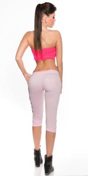Sexy KouCla Sweat Caprihose "Boss" Capris mit Schriftzug  Fitnesshose Sporthose Yogahose pink