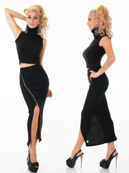 SEXY 2 TEILER STRICK ROCK + CROP TOP lang langer schwarz Emma & Ashley
