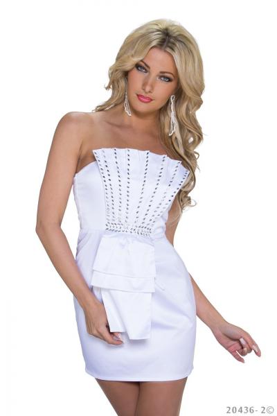 sexy Kleid Minikleid Abendkleid Partykleid mit Pailletten 34 36 S weiß