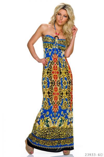 36 38 S M sexy Kleid Partykleid Sommerkleid Strandkleid Neckholder-Maxikleid blau / rot 36 38 S M