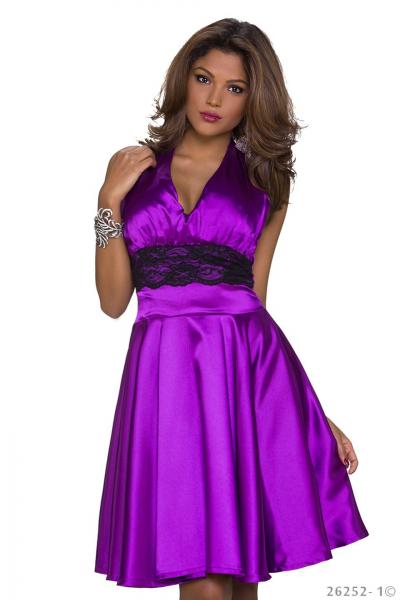 36 S Neckholder-Kleidsexy Neckholder-Kleid Kleid Minikleid Abendkleid Partykleid mit Spitze 36 S lila