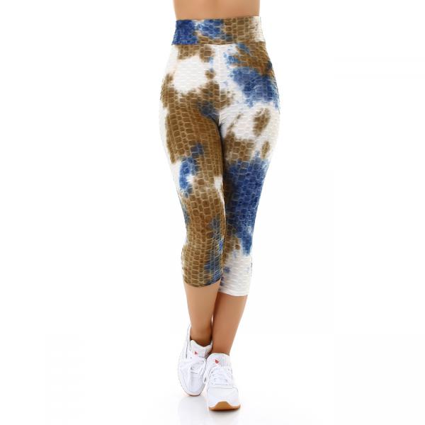 Sexy 3/4 Sportleggings Push-Up Leggings Fitnesshose Sporthose Yogahose multicolor braun