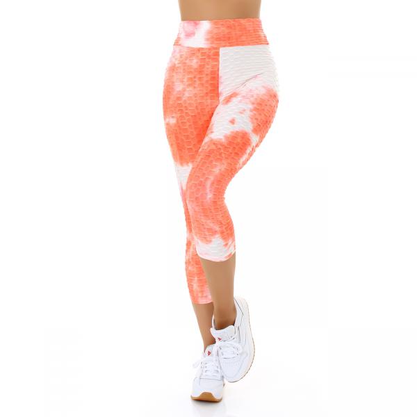 Sexy 3/4 Sportleggings Push-Up Leggings Fitnesshose Sporthose Yogahose multicolor Orange