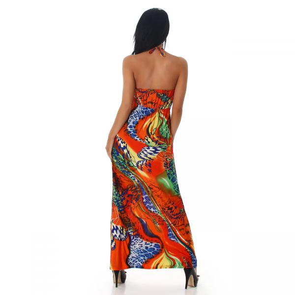 34 36 38 sexy Kleid Partykleid Sommerkleid Strandkleid Maxikleid multicolor / orange