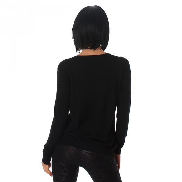 Sexy Damen Longpulli Pullover 36 38 S M schwarz