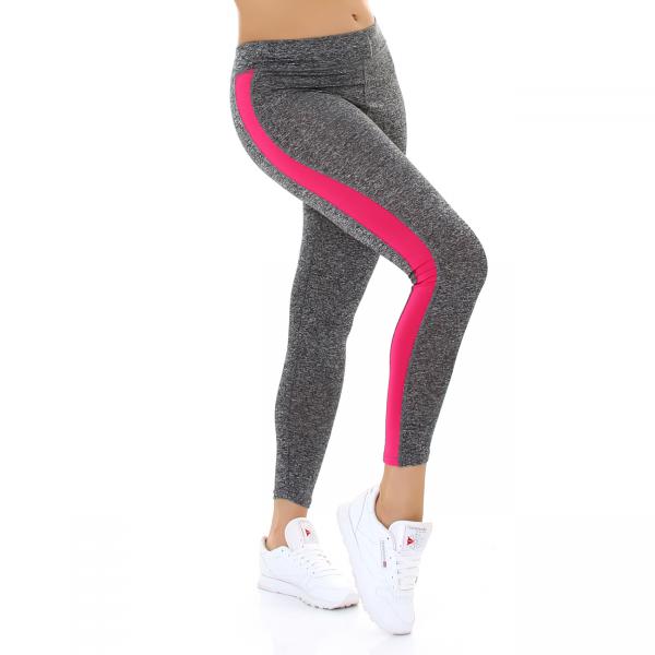 36 / S Leggings Fitnesshose Sporthose Yogahose grau pink 36 / S