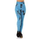 Sexy Sportleggings Push-Up Leggings Fitnesshose Sporthose Yogahose blau