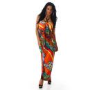 34 36 38 sexy Kleid Partykleid Sommerkleid Strandkleid Maxikleid multicolor / orange