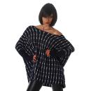 Sexy Damen Longpulli Pullover 36 38 40 S M L Navy Blau