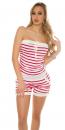 Sexy Bustier Overall gestreift WEISS ROT 36 38